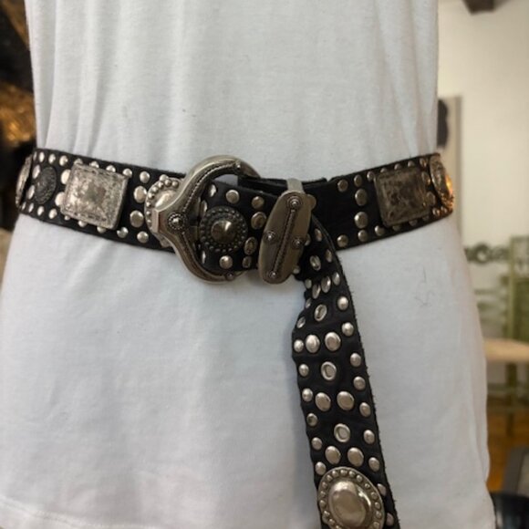 Vintage Black studded belt - Picture 1 of 4
